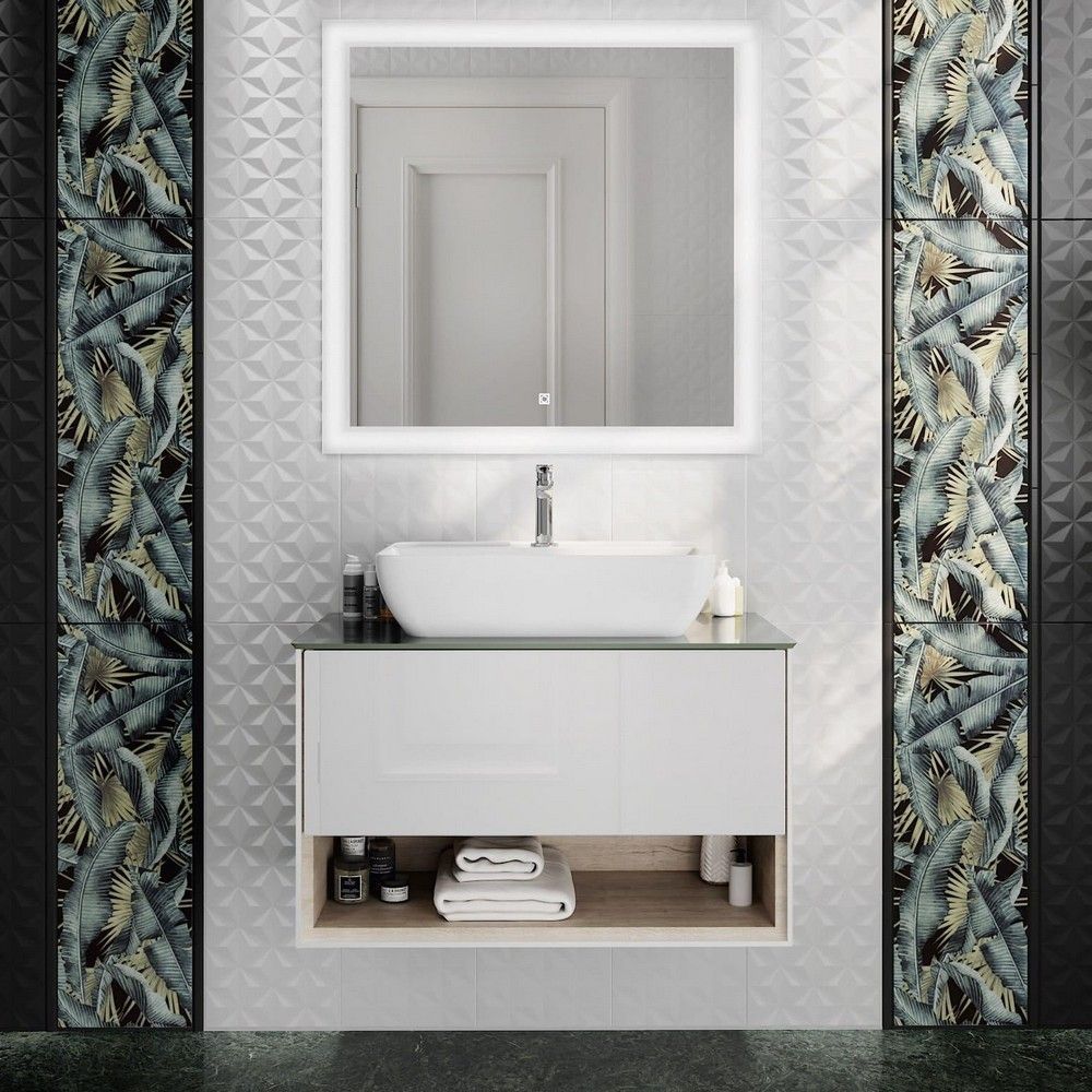 Тумба PLAZA Modern, подвесная 80 см, 1 выдвижной ящик и открытая ниша PL.M.80.1/WHT
